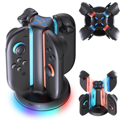TRANSNOVO Charging Dock for Nintendo Switch 2 JoyCon, 4-Slot Dual-Side Magnetic Joy-Cons Charger, Patented 8-Slot Game Card Storage, 9-RGB Mode, Circuit Protection, Multiplayer Switch 2 Accessories in Kuwait
