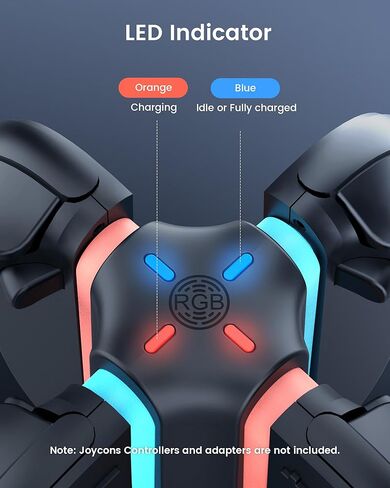 TRANSNOVO Charging Dock for Nintendo Switch 2 JoyCon, 4-Slot Dual-Side Magnetic Joy-Cons Charger, Patented 8-Slot Game Card Storage, 9-RGB Mode, Circuit Protection, Multiplayer Switch 2 Accessories in Kuwait