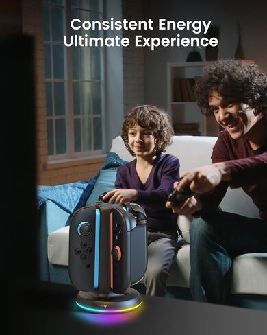 TRANSNOVO Charging Dock for Nintendo Switch 2 JoyCon, 4-Slot Dual-Side Magnetic Joy-Cons Charger, Patented 8-Slot Game Card Storage, 9-RGB Mode, Circuit Protection, Multiplayer Switch 2 Accessories in Kuwait