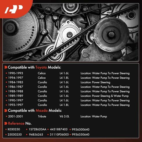 A-Premium Engine Serpentine Drive Belt Compatible with Toyota Corolla 1984-1997, Celica 1990-1997 & Mazda Tribute 2001, 1.6L 1.8L 3.0L in Saudi Arabia