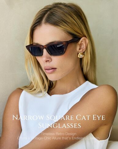 Narrow Square Cat Eye Sunglasses for Women | Retro Vintage-Chic UV400 Driving shades in Saudi Arabia