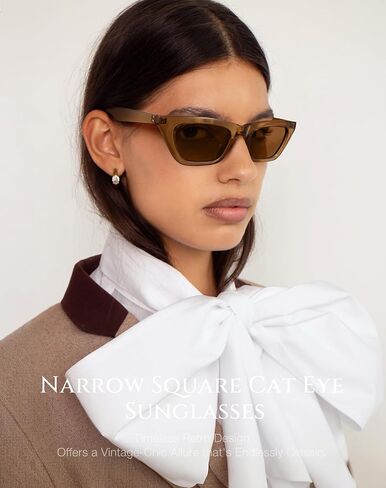 Narrow Square Cat Eye Sunglasses for Women | Retro Vintage-Chic UV400 Driving shades in Saudi Arabia