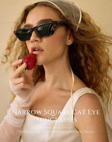 Narrow Square Cat Eye Sunglasses for Women | Retro Vintage-Chic UV400 Driving shades in Saudi Arabia