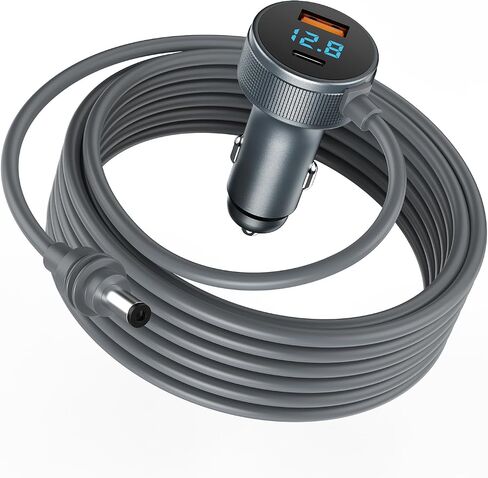 Starlink Mini Cable 12V-48V,Starlink Mini Car Adapter with Digital Display,Cigarette Lighter Adapter with USB C PD 40W& USB A 35W Ports for Trucks and Cars(16.4FT) in Saudi Arabia