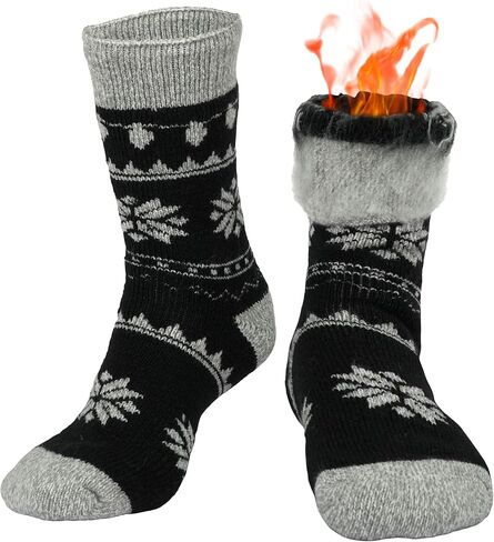 جوارب BomKinta الحرارية النسائية - جورب سميك للشتاء الدافئ - جوارب عيد الميلاد الناعمة المريحة مقاس 5-10 in Kuwait