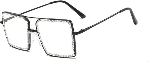 willochra Fashion Diamond Set clear lens Sun Glasses Women's Square Man-made Diamond Handmade Sun Glasses uv400 in Saudi Arabia