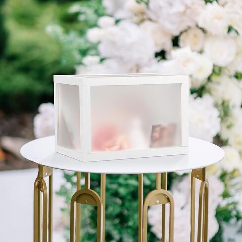 صندوق بطاقات زفاف أكريليك من AW BRIDAL للاستقبال، مقاس 10.5 بوصة × 7 بوصة × 7 بوصة، صندوق هدايا من الزجاج الشفاف، صناديق مغلف أموال لحفلات أعياد الميلاد، وحفلات الزفاف، وهدايا العروس in Kuwait