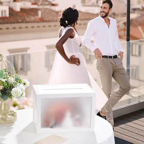 صندوق بطاقات زفاف أكريليك من AW BRIDAL للاستقبال، مقاس 10.5 بوصة × 7 بوصة × 7 بوصة، صندوق هدايا من الزجاج الشفاف، صناديق مغلف أموال لحفلات أعياد الميلاد، وحفلات الزفاف، وهدايا العروس in Kuwait