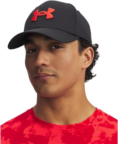 Under Armour Men's Blitzing Cap Stretch Fit, (005) Black / / Racer Red, Medium/Large in Saudi Arabia