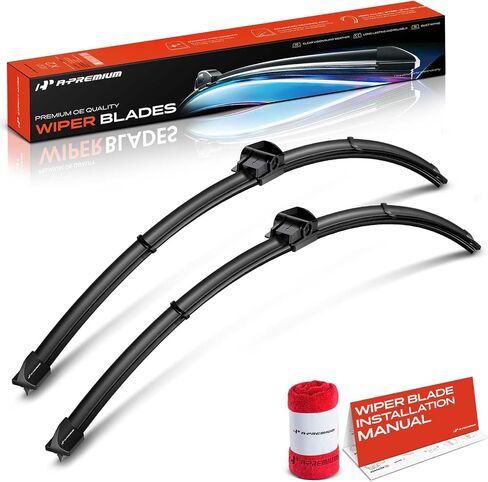 A-Premium Pack of 2 Windshield Wiper Blades with Wear Indicator & Towel - Compatible with Mercedes-Benz E350, E500, E55 AMG, E550, E63 AMG, S430, S500, S55 AMG - 26" and 26", SL Connector in Saudi Arabia