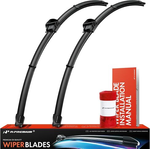 A-Premium Pack of 2 Windshield Wiper Blades with Wear Indicator & Towel - Compatible with Mercedes-Benz E350, E500, E55 AMG, E550, E63 AMG, S430, S500, S55 AMG - 26" and 26", SL Connector in Saudi Arabia