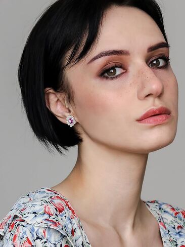 SWEETV Cubic Zirconia Flower Stud Earrings for Women Hypoallergenic Fashion Jewelry, Wedding Bridal Earrings for Brides, Bridesmaids Prom Formal Party in Saudi Arabia