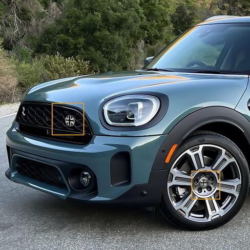 x xotic tech Union Jack Style 3D Front Bumper Grill Emblem Badge w/Wheel Center Cap Covers Compatible with Mini Cooper R50 R55 R56 R57 R58 F54 F55 F56 F57 F60 R60 R61 (Black + Gray) in Saudi Arabia