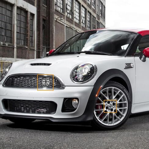x xotic tech Union Jack Style 3D Front Bumper Grill Emblem Badge w/Wheel Center Cap Covers Compatible with Mini Cooper R50 R55 R56 R57 R58 F54 F55 F56 F57 F60 R60 R61 (Black + Gray) in Saudi Arabia
