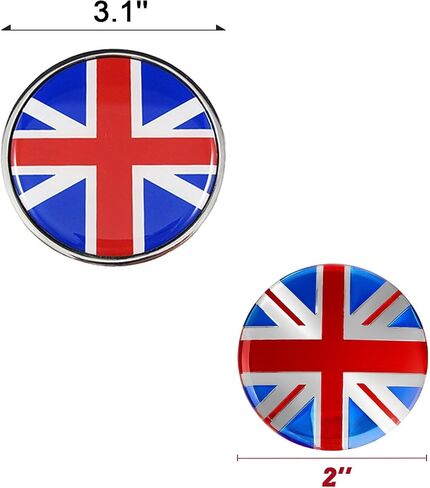 x xotic tech Union Jack Style 3D Front Bumper Grill شارة مع أغطية غطاء مركز العجلة متوافقة مع Mini Cooper R50 R55 R56 R57 R58 F54 F55 F56 F57 F60 R60 R61 (أسود + رمادي) in Kuwait