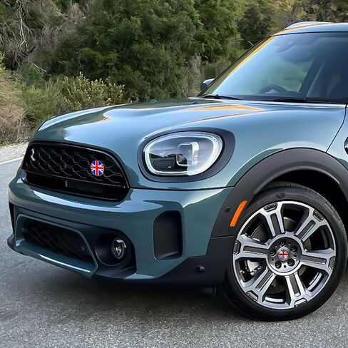 x xotic tech Union Jack Style 3D Front Bumper Grill شارة مع أغطية غطاء مركز العجلة متوافقة مع Mini Cooper R50 R55 R56 R57 R58 F54 F55 F56 F57 F60 R60 R61 (أسود + رمادي) in Kuwait