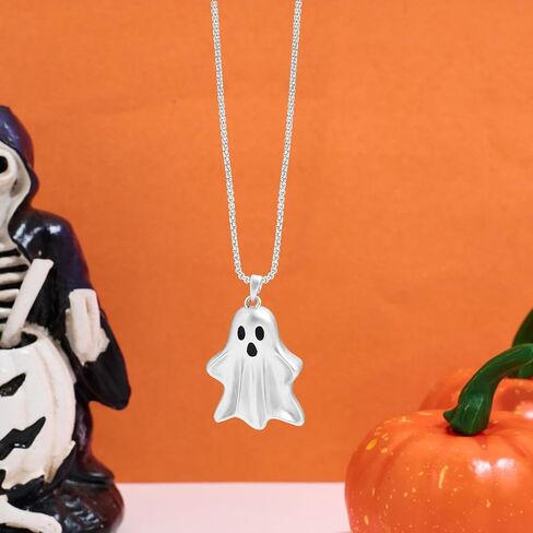 Ghost Pendant Necklace 14K Gold Plated Halloween Necklace for Women Men Cute Charm Holiday Cosplay Party Costume Jewelry in Saudi Arabia