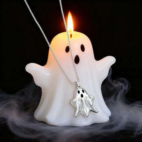 Ghost Pendant Necklace 14K Gold Plated Halloween Necklace for Women Men Cute Charm Holiday Cosplay Party Costume Jewelry in Saudi Arabia
