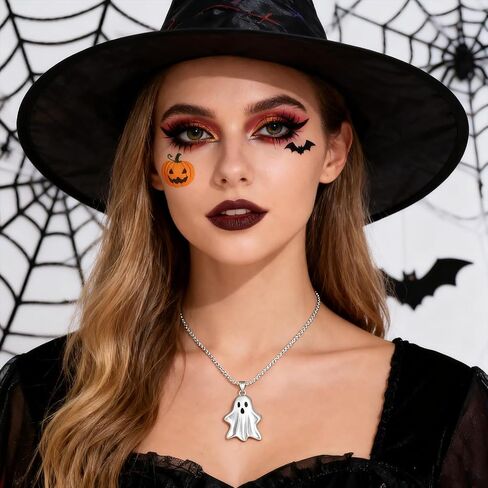 Ghost Pendant Necklace 14K Gold Plated Halloween Necklace for Women Men Cute Charm Holiday Cosplay Party Costume Jewelry in Saudi Arabia