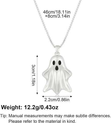 Ghost Pendant Necklace 14K Gold Plated Halloween Necklace for Women Men Cute Charm Holiday Cosplay Party Costume Jewelry in Saudi Arabia