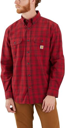 Carhartt Mens Loose Fit Midweight Chambray Long-Sleeve Plaid Shirt in Saudi Arabia