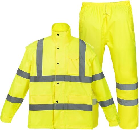 PAFESTER Fall and winter models windproof men's raincoat lightweight high visibility reflective rain safety jacket with pants in Saudi Arabia
