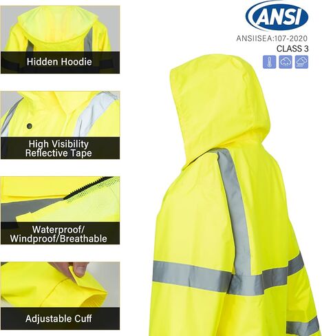 PAFESTER Fall and winter models windproof men's raincoat lightweight high visibility reflective rain safety jacket with pants in Saudi Arabia