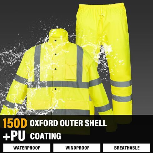 PAFESTER Fall and winter models windproof men's raincoat lightweight high visibility reflective rain safety jacket with pants in Saudi Arabia