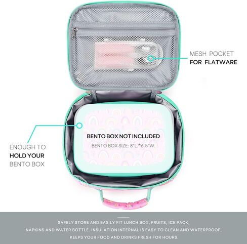 mibasies Kids Lunch Box for Girls and Boys, Insulated and Reusable Lunch Bag, Pink Rainbow in Kuwait