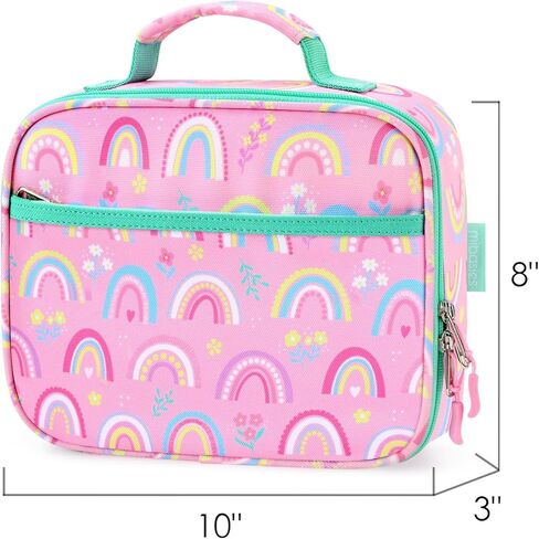mibasies Kids Lunch Box for Girls and Boys, Insulated and Reusable Lunch Bag, Pink Rainbow in Kuwait