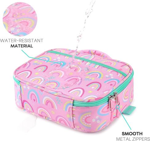 mibasies Kids Lunch Box for Girls and Boys, Insulated and Reusable Lunch Bag, Pink Rainbow in Kuwait