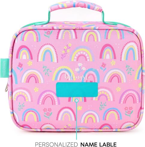 mibasies Kids Lunch Box for Girls and Boys, Insulated and Reusable Lunch Bag, Pink Rainbow in Kuwait