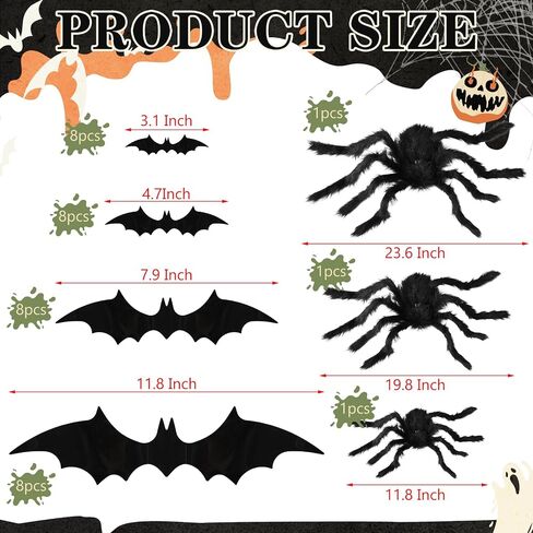 WinnerWhy 38 Pcs Halloween Wall Decor Set, Include Wall Mounted Creepy Reaching Hands Spiders Bats Stickers for Window Door Indoor Outdoor DIY Scary Decorations in Saudi Arabia