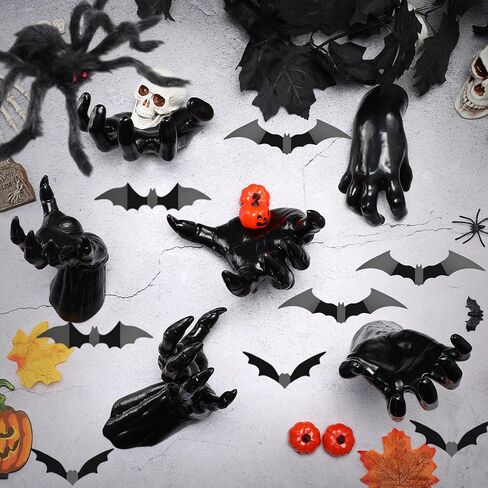 WinnerWhy 38 Pcs Halloween Wall Decor Set, Include Wall Mounted Creepy Reaching Hands Spiders Bats Stickers for Window Door Indoor Outdoor DIY Scary Decorations in Saudi Arabia