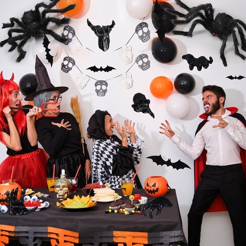 WinnerWhy 38 Pcs Halloween Wall Decor Set, Include Wall Mounted Creepy Reaching Hands Spiders Bats Stickers for Window Door Indoor Outdoor DIY Scary Decorations in Saudi Arabia