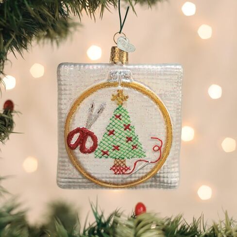 Old World Christmas Christmas Cross Stitch Glass Ornament for Holiday Tree in Saudi Arabia