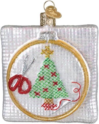 Old World Christmas Christmas Cross Stitch Glass Ornament for Holiday Tree in Saudi Arabia