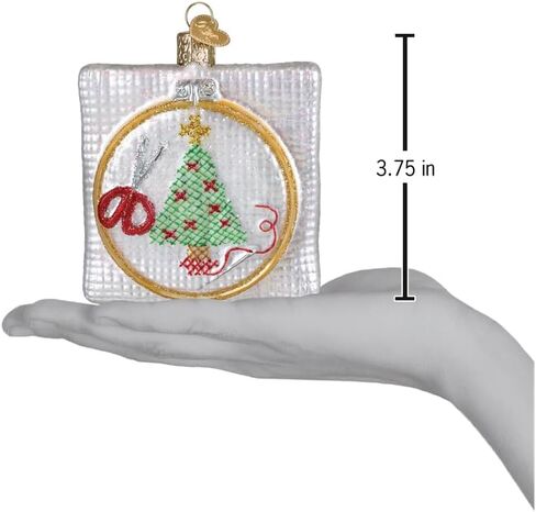 Old World Christmas Christmas Cross Stitch Glass Ornament for Holiday Tree in Saudi Arabia
