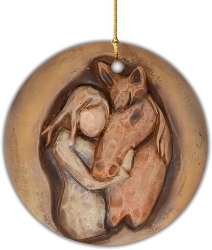 Gift Boutique Christmas Horse Ornament for Girl Love Horses Lovers Not Printed Ceramic Sculpture Farmhouse Xmas Tree Decoration Gifts Women Teen Girls in Saudi Arabia