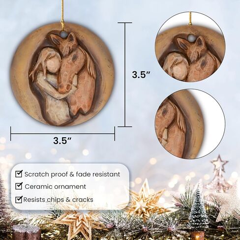 Gift Boutique Christmas Horse Ornament for Girl Love Horses Lovers Not Printed Ceramic Sculpture Farmhouse Xmas Tree Decoration Gifts Women Teen Girls in Saudi Arabia