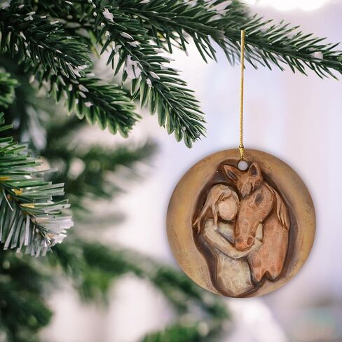 Gift Boutique Christmas Horse Ornament for Girl Love Horses Lovers Not Printed Ceramic Sculpture Farmhouse Xmas Tree Decoration Gifts Women Teen Girls in Saudi Arabia
