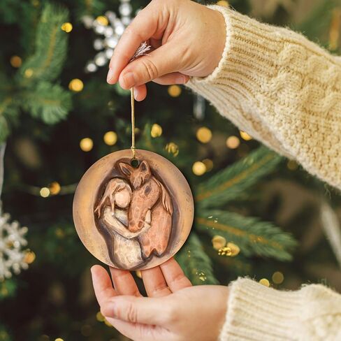 Gift Boutique Christmas Horse Ornament for Girl Love Horses Lovers Not Printed Ceramic Sculpture Farmhouse Xmas Tree Decoration Gifts Women Teen Girls in Saudi Arabia