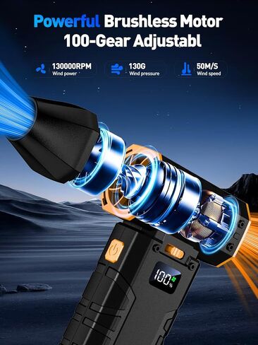 Electric Compressed Air Duster 100 Gear Adjustable 130000RPM Powerful Air Duster for Cleaning with LED Light, Rechargeable Cordless Air Blower for Keyboard, Computer, PC, Electronic Devices, Car in Saudi Arabia