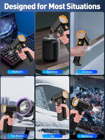 Electric Compressed Air Duster 100 Gear Adjustable 130000RPM Powerful Air Duster for Cleaning with LED Light, Rechargeable Cordless Air Blower for Keyboard, Computer, PC, Electronic Devices, Car in Saudi Arabia