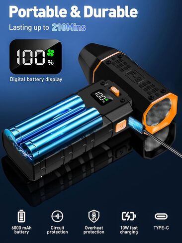 Electric Compressed Air Duster 100 Gear Adjustable 130000RPM Powerful Air Duster for Cleaning with LED Light, Rechargeable Cordless Air Blower for Keyboard, Computer, PC, Electronic Devices, Car in Saudi Arabia