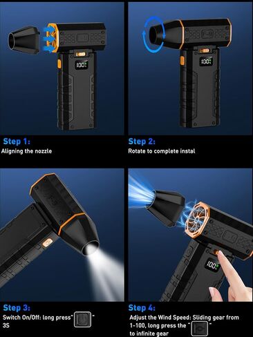 Electric Compressed Air Duster 100 Gear Adjustable 130000RPM Powerful Air Duster for Cleaning with LED Light, Rechargeable Cordless Air Blower for Keyboard, Computer, PC, Electronic Devices, Car in Saudi Arabia