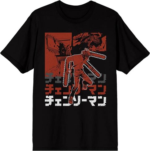 Chainsaw Man Slick Squad Tonal Art Men's Black Crew Neck Short Sleeve T-Shirt in Saudi Arabia