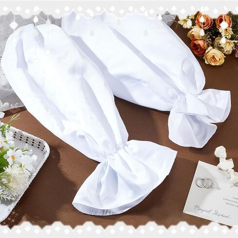 AHANDMAKER 1 Pair Detachable Sleeves for Wedding Dress, 47cm Long Polyester Arm Puff Sleeves for Women, Fingerless Gloves for Wedding Prom Banquets Opera Theme Party in Saudi Arabia