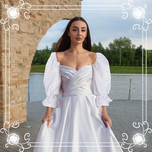 AHANDMAKER 1 Pair Detachable Sleeves for Wedding Dress, 47cm Long Polyester Arm Puff Sleeves for Women, Fingerless Gloves for Wedding Prom Banquets Opera Theme Party in Saudi Arabia