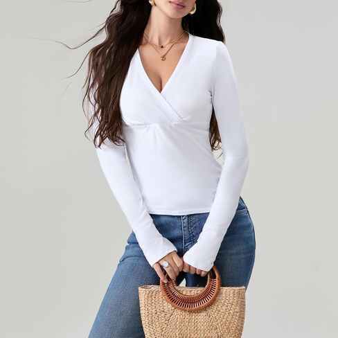 Women Lace Trim Long Sleeve T-Shirts Fairy Aesthetic Slim Fit Crop Tops Basic Blouse Y2k Teen Girls Streetwear in Saudi Arabia